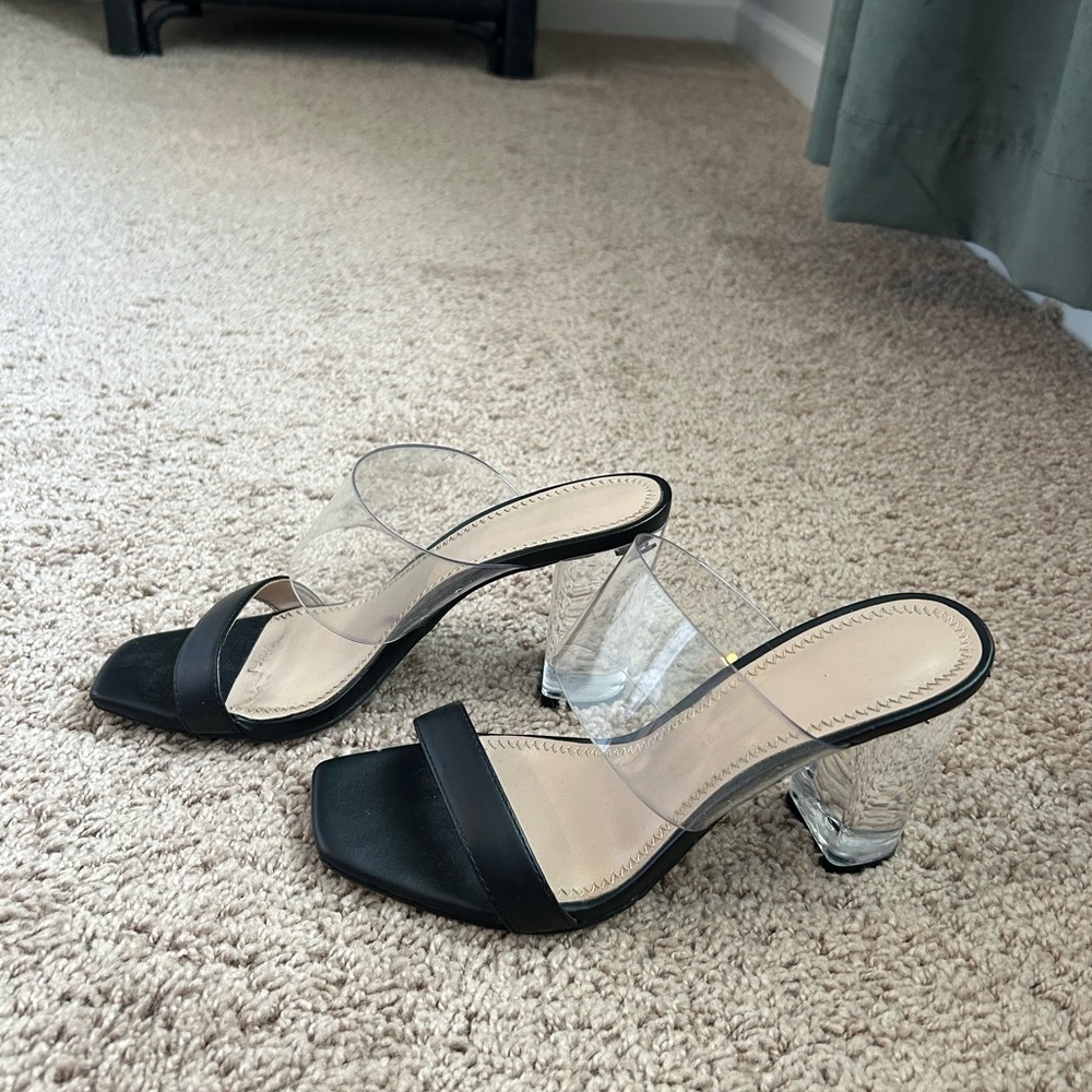 Black Heels with Clear Lucite Heel and Open Back